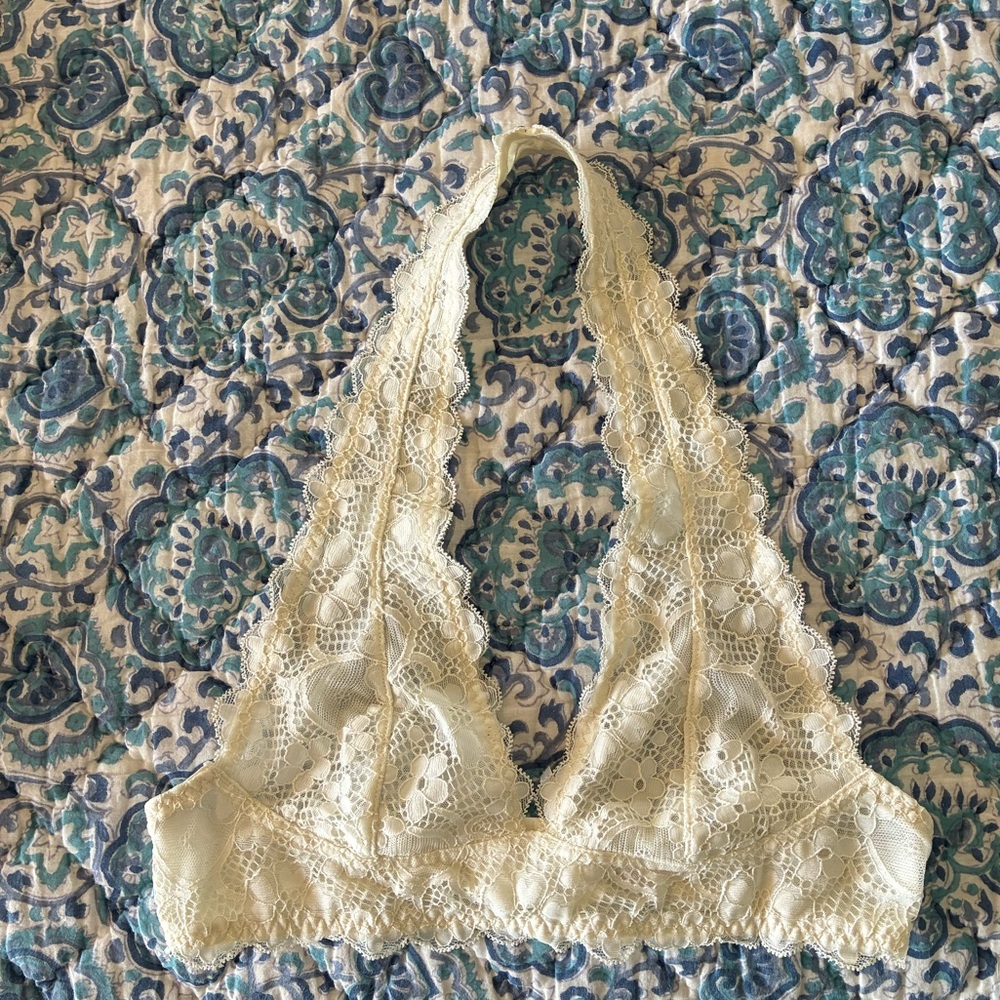 Free People Galloon Lace Ivory Cream White Bralette Halter - Picture 2 of 6